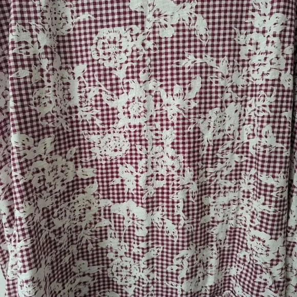 Basic Editions | Gingham Plaid Floral Women's Blouse ¾ Sleeves - Size‎ XL - Picture 4 of 8